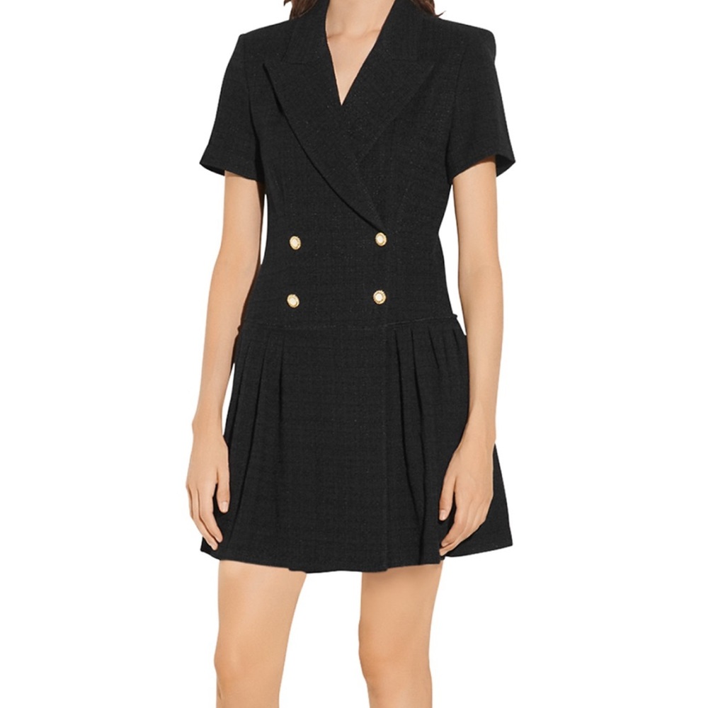Sandro Black Double-Breasted Mini Dress